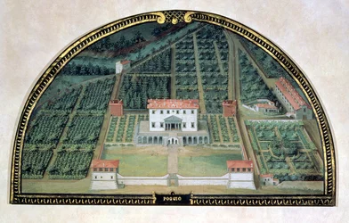Villa Poggio a Caiano from a series of lunettes depicting views of the Medici villas, 1599